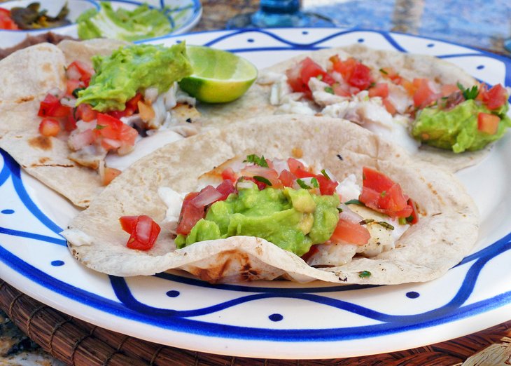 Delicious fish tacos, Playa del Carmen