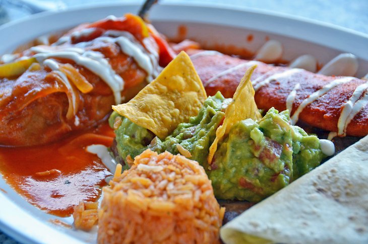 Mexican food at a restaurant in Puerto Nuevo