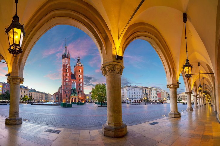 Krakow Market Square at sunrise