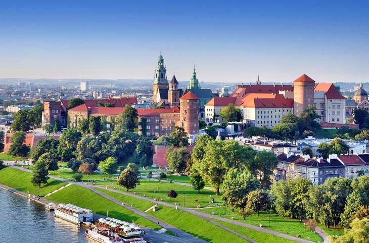 View over Krakow and Wawel Castle