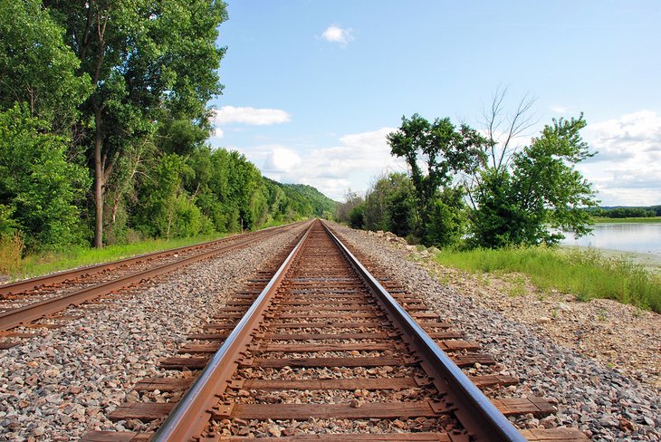 Railroad tracks along the Mississippi River
