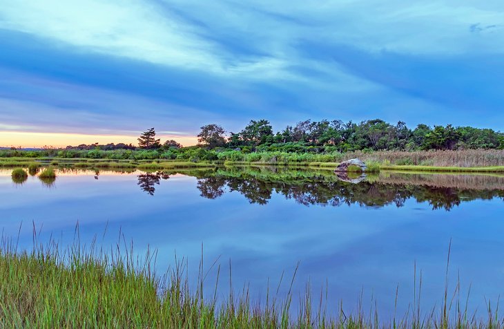 Calm fishing waters at Hammonasset Beach State Park, Madison