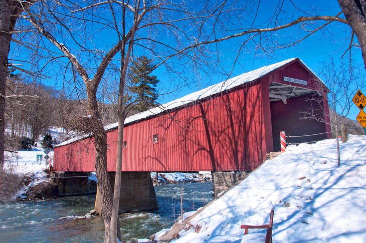 The West Cornwall Covered Bridge in winter