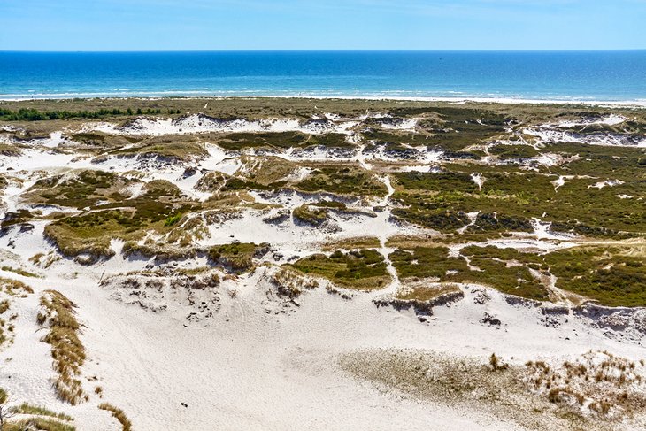 View from Dueodde Lighthouse of the dunes and beach