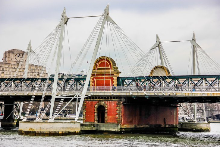 Hungerford Railway Bridge and Golden Jubilee Bridges over the River Thames