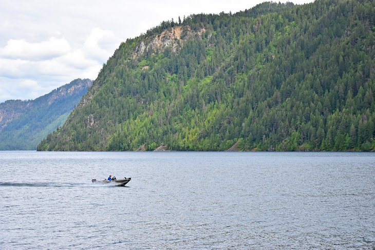 Boat on Lake Pend Oreille in Farragut State Park