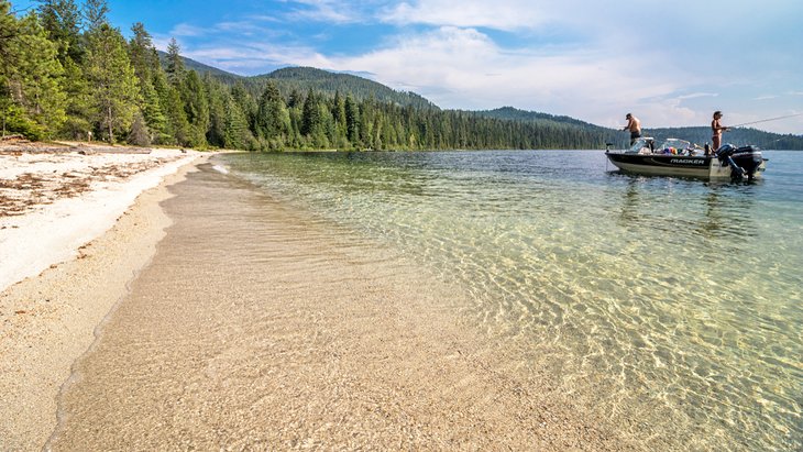 Couple fishing on Priest Lake