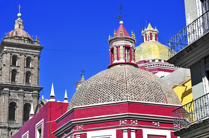Colorful architecture in Puebla, Mexico