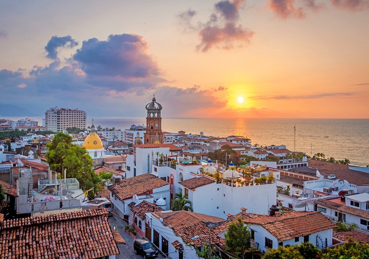 Downtown Puerto Vallarta at sunset