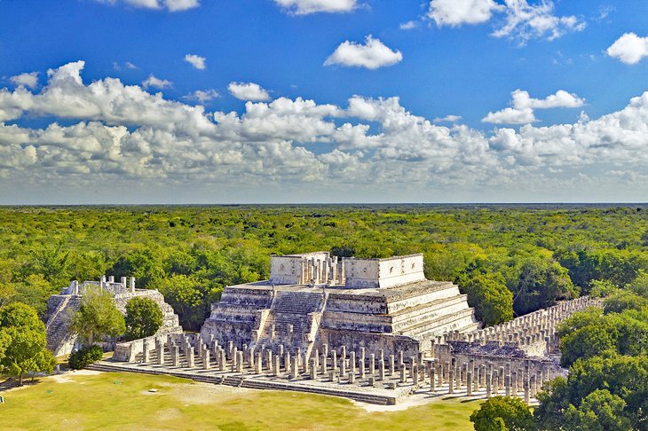 Aerial view of the Temple of the Warriors, Chichen Itza