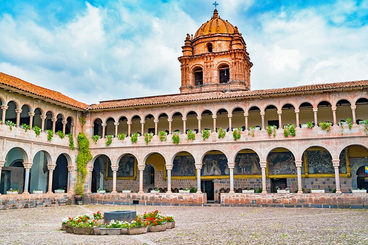 The courtyard and tower of Santo Domingo in Cusco