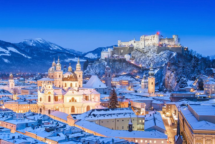 Hohensalzburg Fortress and Salzburg in the winter