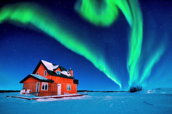 Northern lights over Great Slave Lake