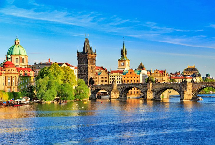 The Charles Bridge and Vltava River in Prague