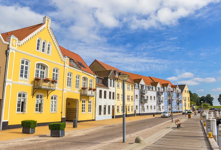 Colorful old houses at the historic harbor of Sonderborg