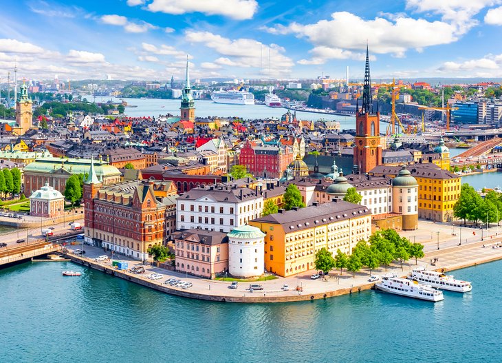 Aerial view of Old Town Stockholm