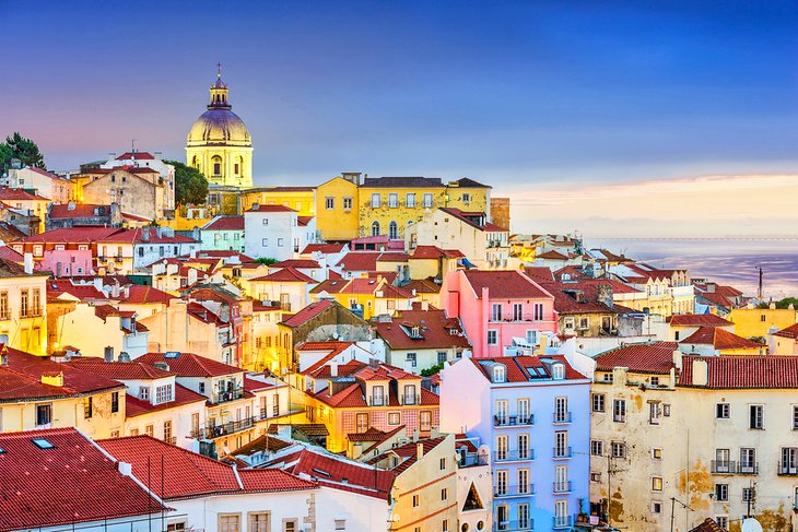 The Alfama District of Lisbon at twilight