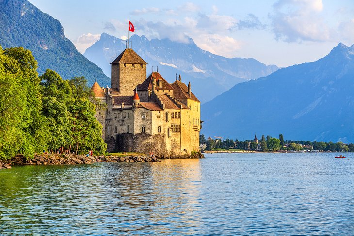 Chillon Castle on the shores of Lake Geneva