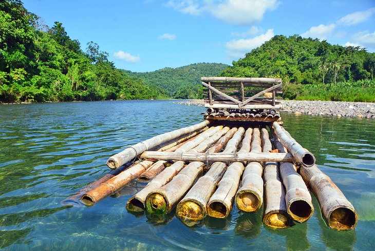A bamboo raft on the Rio Grande River