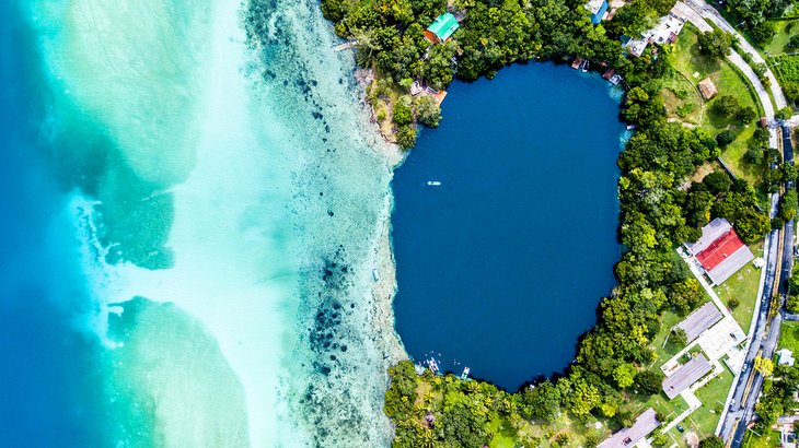 Aerial view of Laguna de Bacalar