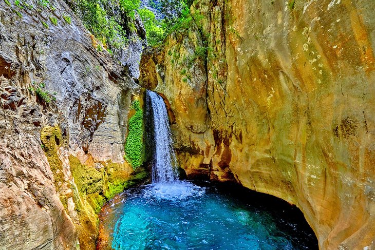 Waterfall and swimming hole in Sapadere Canyon