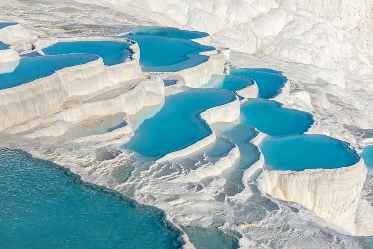 Natural travertine pools and terraces in Pamukkale