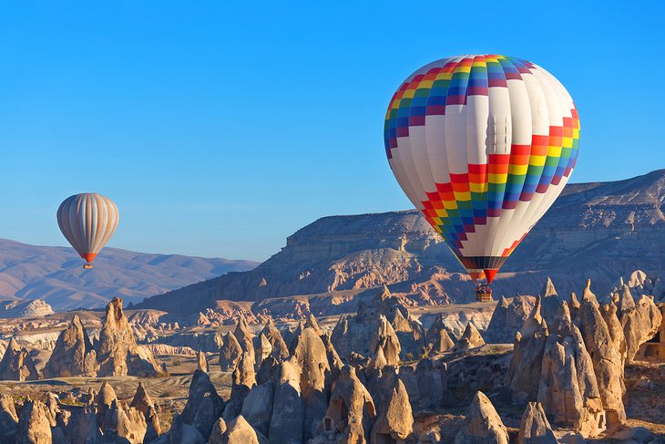 Balloons over Cappadocia's fairy rock formations