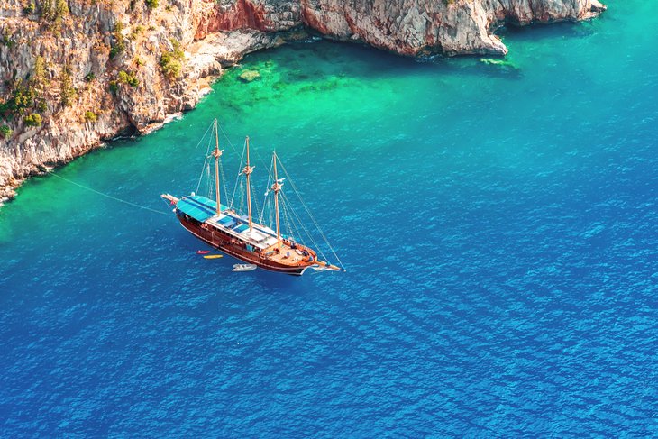 Yacht moored near Butterfly Valley