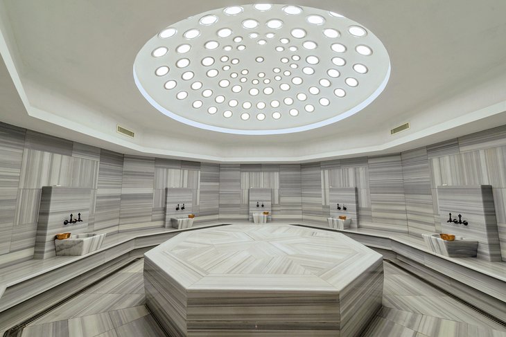 Marble-clad hammam interior