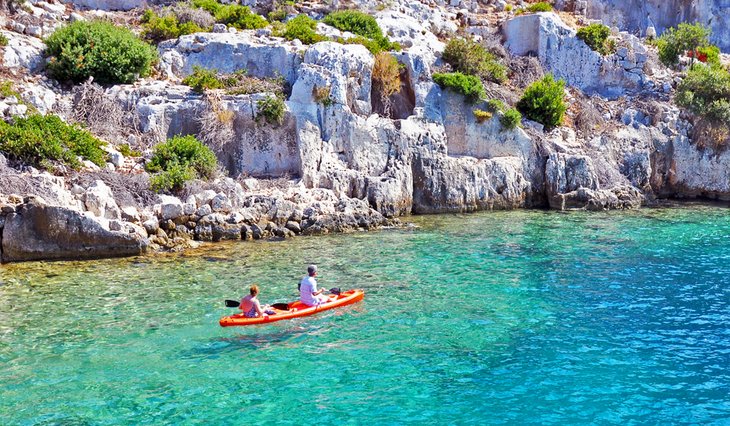 Kayaking along the Kekova Island shoreline