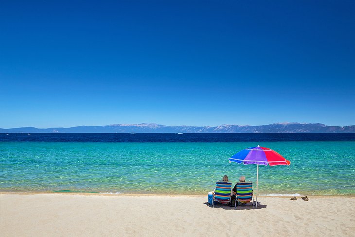 Couple on the shores of Lake Tahoe