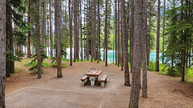 Campsite at Two Jack Lake Campground (lakeside)