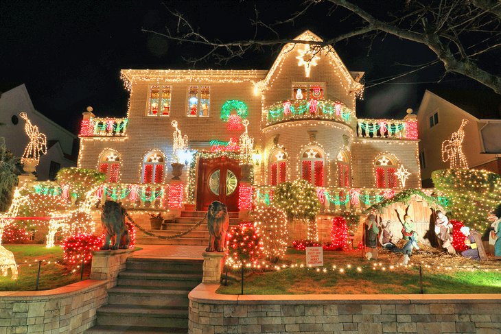 Christmas decorations in Dyker Heights