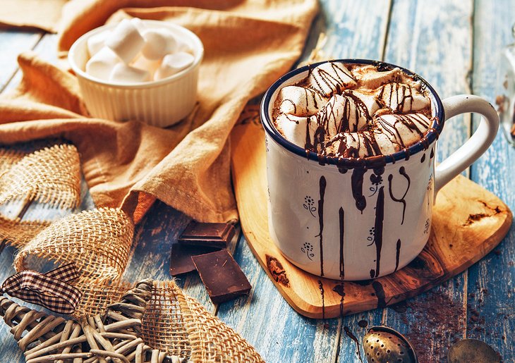 Marshmallow-topped hot chocolate
