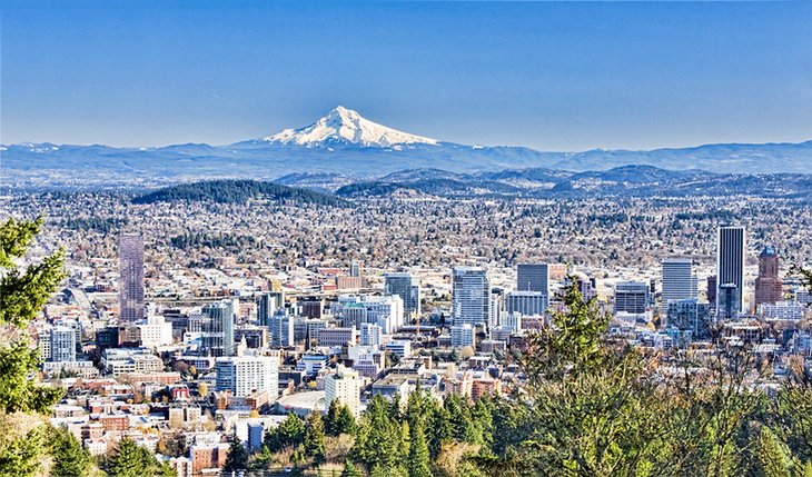 Portland and Mount Hood in the distance