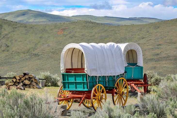 Conestoga wagon at Oregon Trail Interpretive Center near Baker City