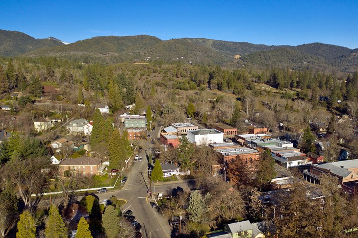 Aerial view of Jacksonville, Oregon