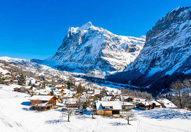 The Alpine town of Grindelwald in the winter