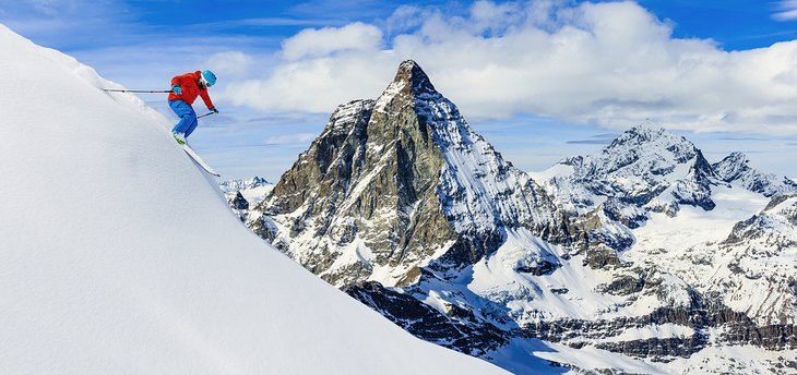 Skiing near the Matterhorn