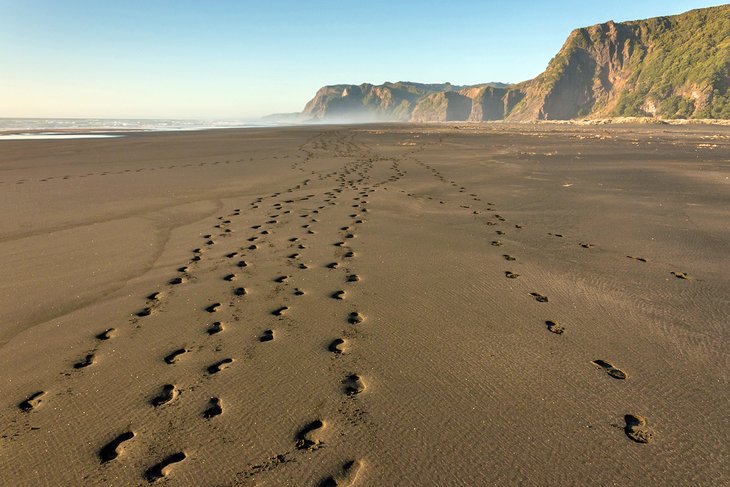 Footprints on Karekare Beach