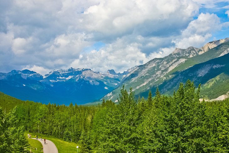 Scenic bike trail in Banff National Park