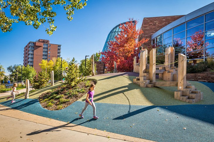 Kids at the Boulder Library playground