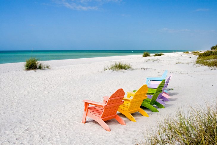 Colorful beach chairs on Captiva Island
