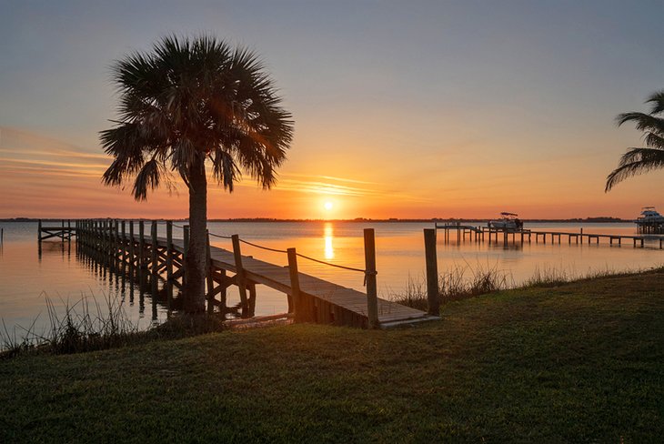 Sunset over the water near Melbourne Beach, Fl