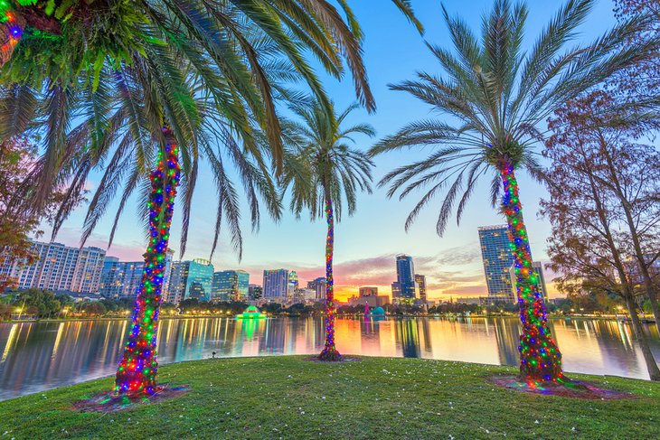 Christmas lights at Lake Eola in downtown Orlando