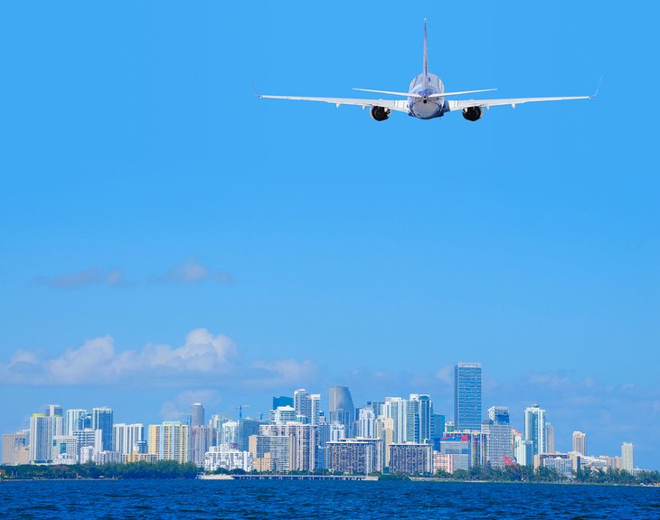 Plane approaching Miami International Airport