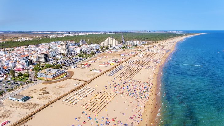 Aerial view of Praia de Monte Gordo