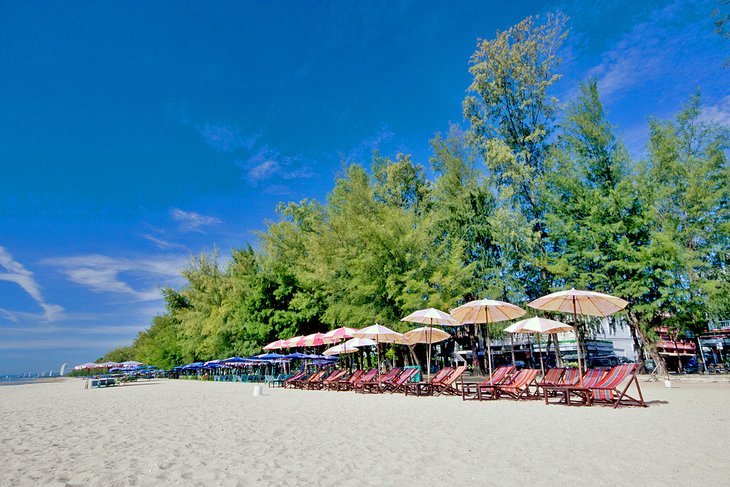 Colorful beach chairs at Cha-Am beach