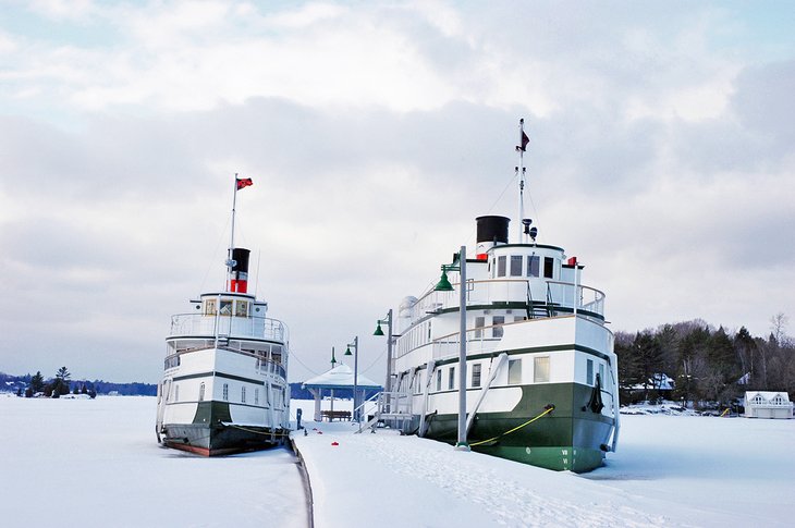 Icebound steamships in Gravenhurst