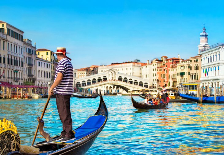 Gondolas on the Grand Canal in Venice